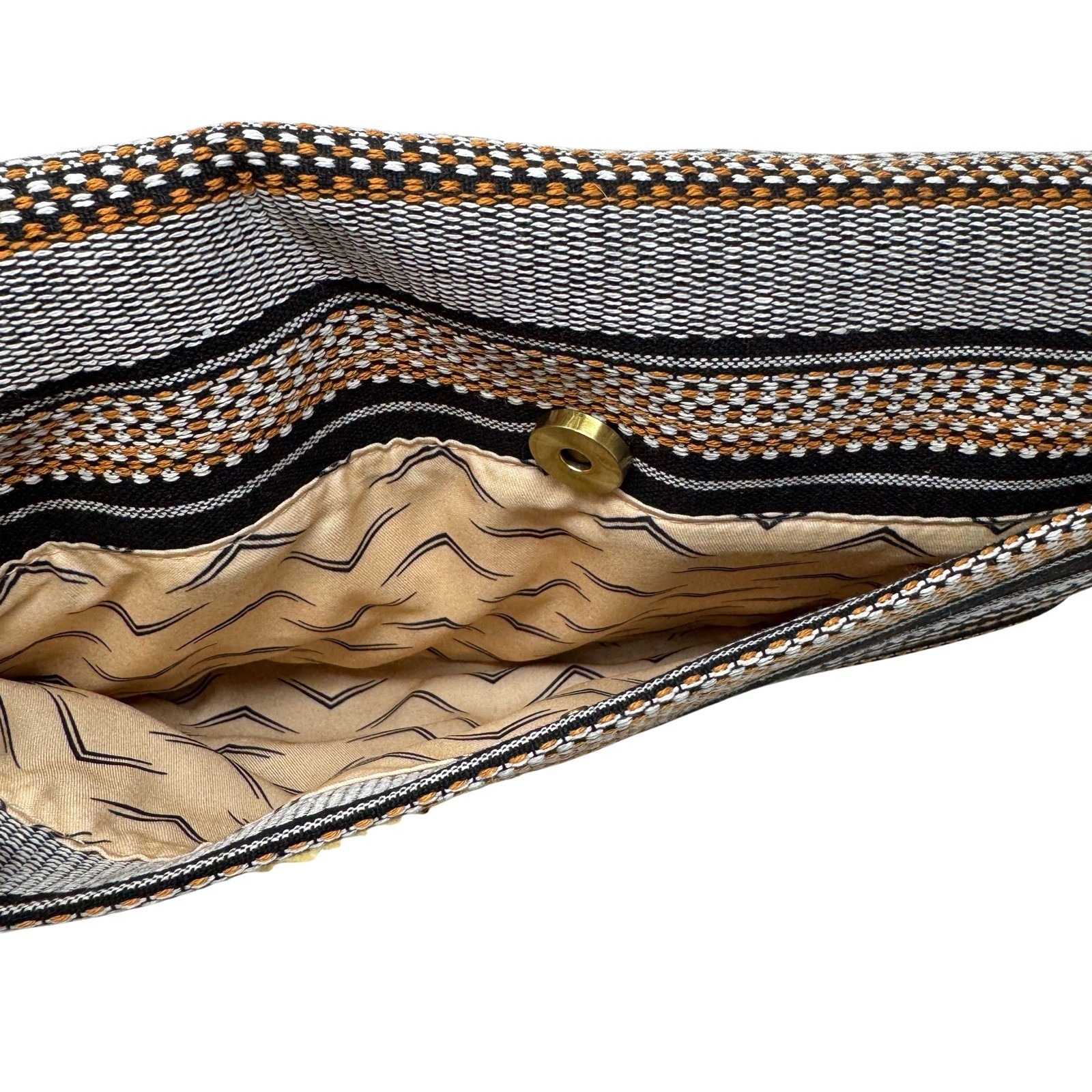 Moda Luxe Foldover Crossbody Clutch Black Yellow Stripe Woven Bag Nwt 11x6.5 — image 2 of 6